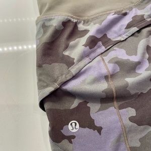 Lululemon Speed Up Shorts, 4 in. inseam, size 2, green/purple camo